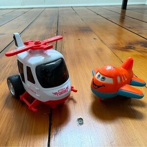 Helicopter and Plane Toy Set - Red and Orange